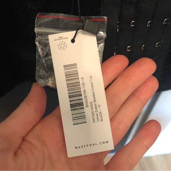 NWT Zodiac black velvet beaded corset festival crop top - Picture 5 of 8